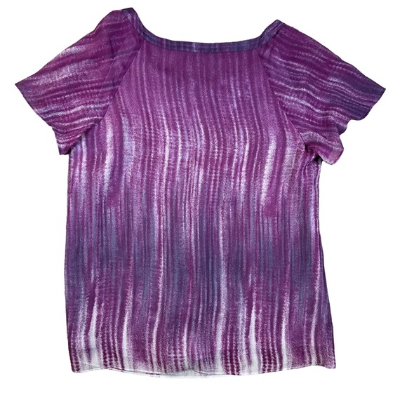 J. Jill Medium Purple Silk Pullover Short Sleeve Blouse - Picture 4 of 9